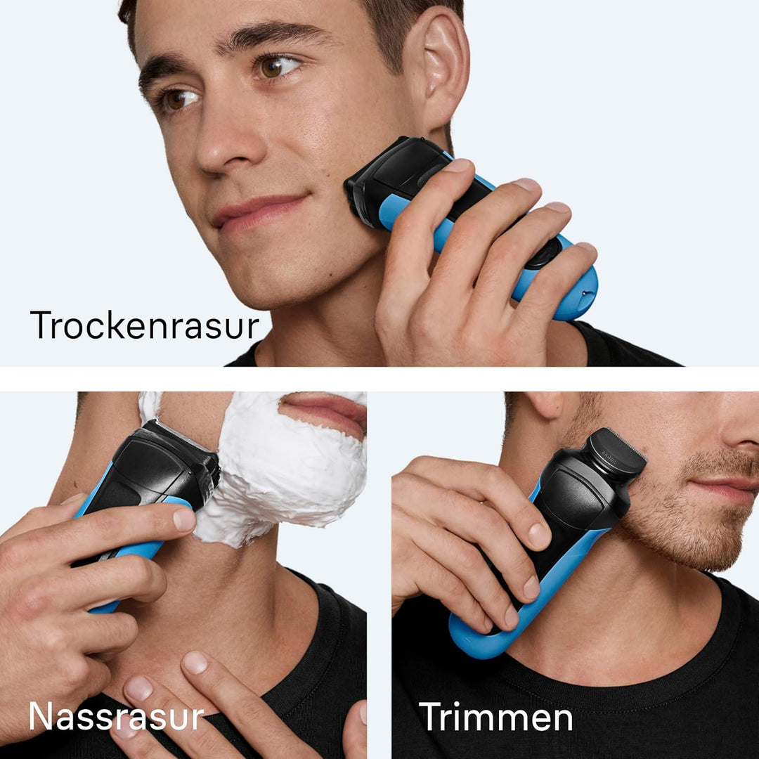 Braun Rasierer Herren Elektrisch Series 3, Rasierapparat, 310BT, Blau | Kabelloser Elektrorasierer,