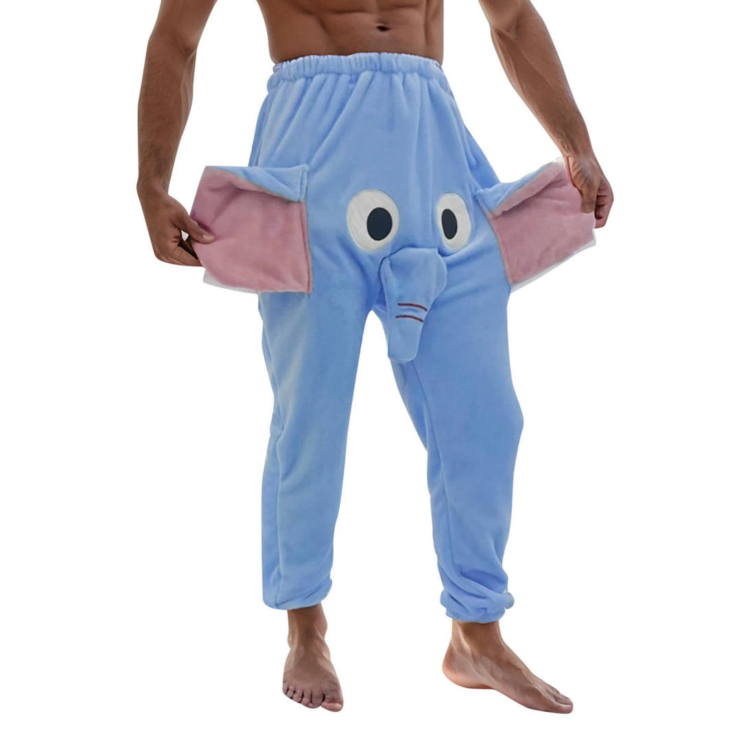 Lustig Schlafanzughose Herren Lang Elefant Hose mit Rüssel Couple Flying Elephant Shorts Fun Nachtwä