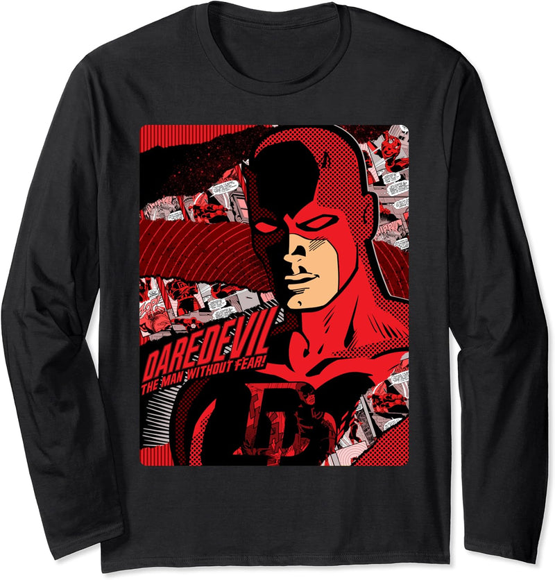 Marvel Daredevil Comic Paper Strips Portrait Langarmshirt