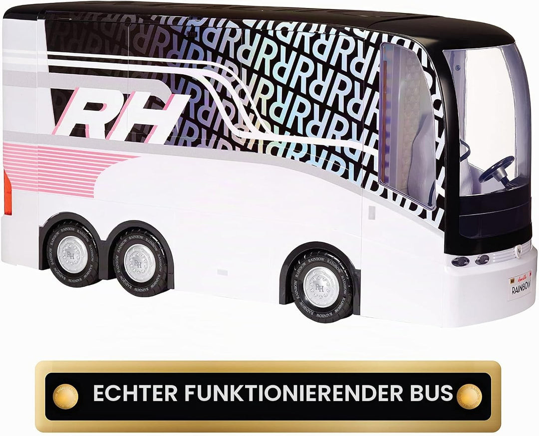 Rainbow High Rainbow Vision World Tour Bus &amp; Bühne - 4-in-1-Deluxe-Spielset mit Lichtern — Inklusive