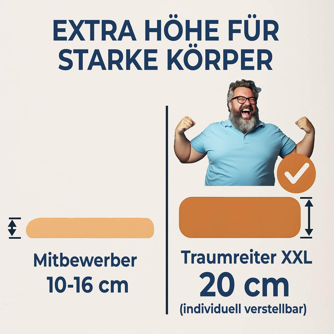 Traumreiter Seitenschläferkissen Jumbo XXL mit Bezug Grau Deluxe, Männer &amp; Frauen, Komfortkissen Erw