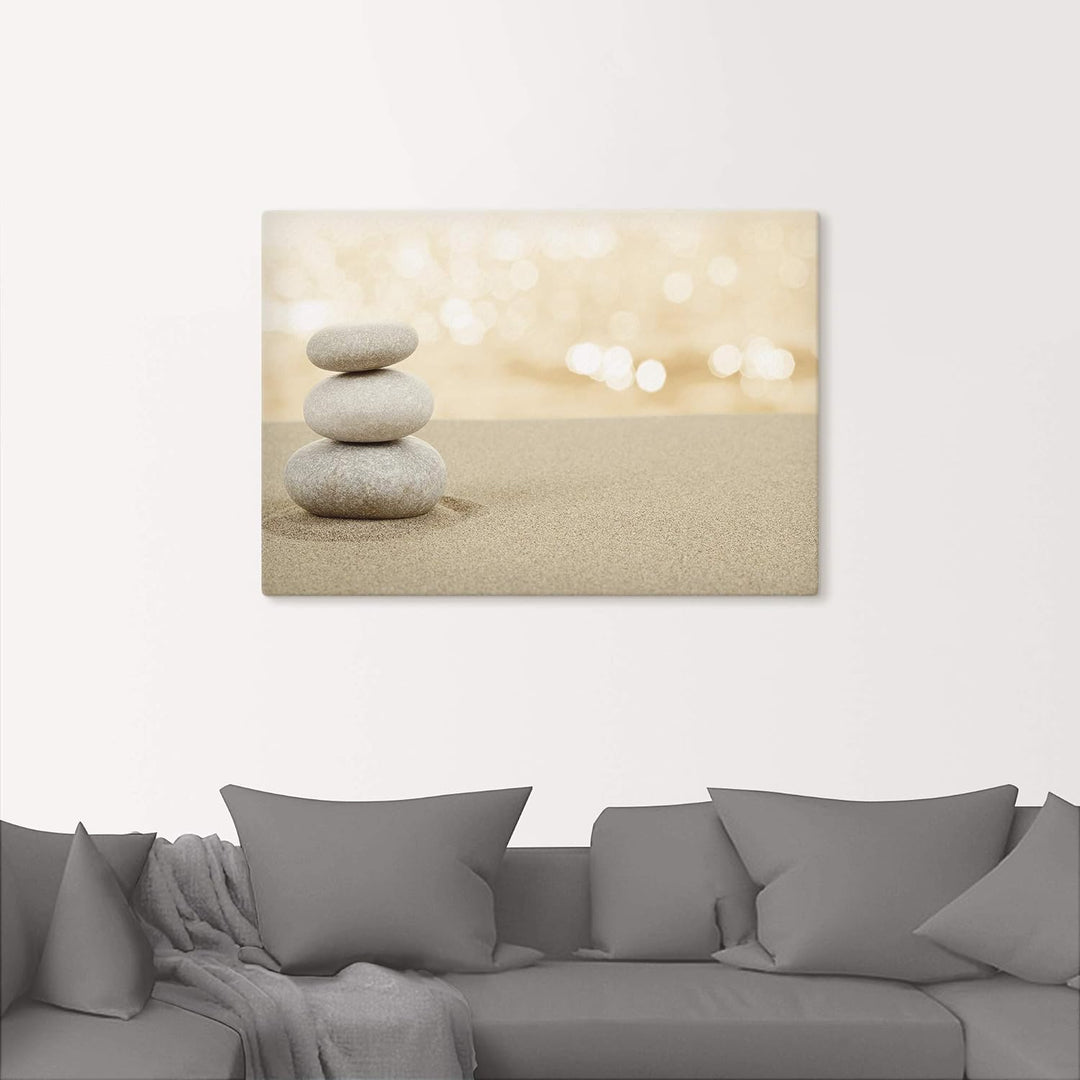 ARTland Leinwandbilder Wandbild Bild Leinwand 70x50 cm Asien Zen Wellness Spa Wasser Sand Steine R2P