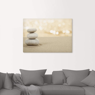 ARTland Leinwandbilder Wandbild Bild Leinwand 70x50 cm Asien Zen Wellness Spa Wasser Sand Steine R2P