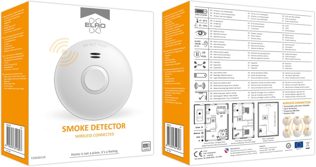 ELRO FZ5010R Funk Vernetzbarer Rauchmelder mit 10-Jahres-Batterie - Entspricht der Europäischen Norm