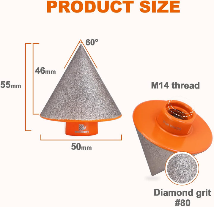 Diamant-Fasenbohrer 50mm - BRSCHNITT Diamant Fasenbits Fingerfräser zum Vergrössern Löcher in Fliese