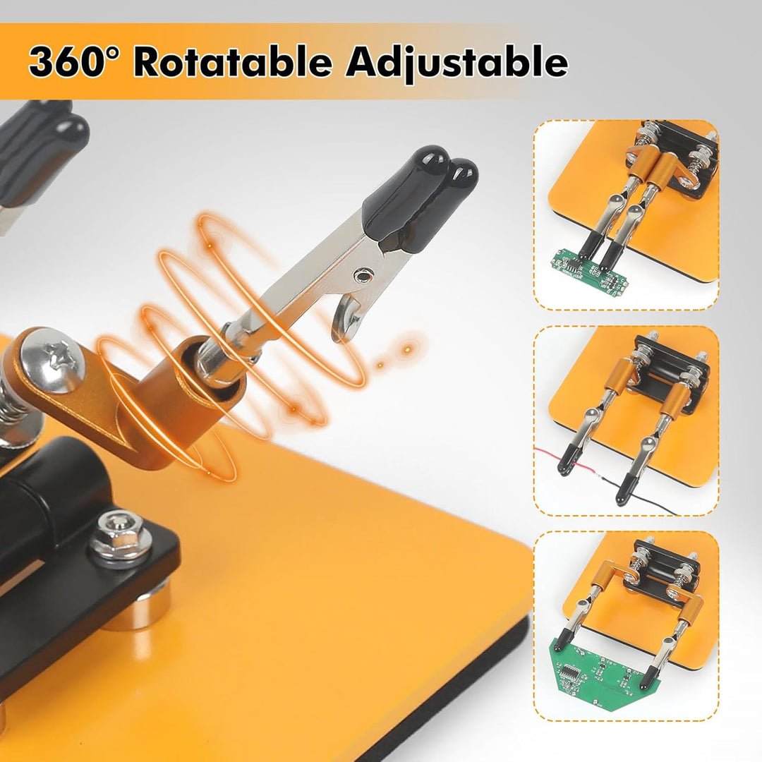 Magnetische helfende Hände Lötstation mit 10 x 10 cm stabiler Basis, 4 flexiblen Armen Löthilfe– 360