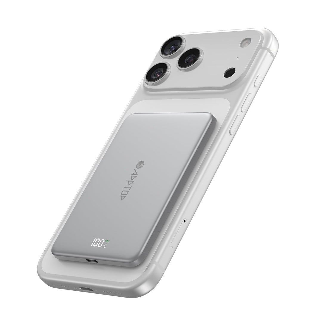 A ADDTOP Ultra Slim Magnetische Power Bank - 15W Wireless Powerbank 5000mAh mit USB C EIN/Ausgang -