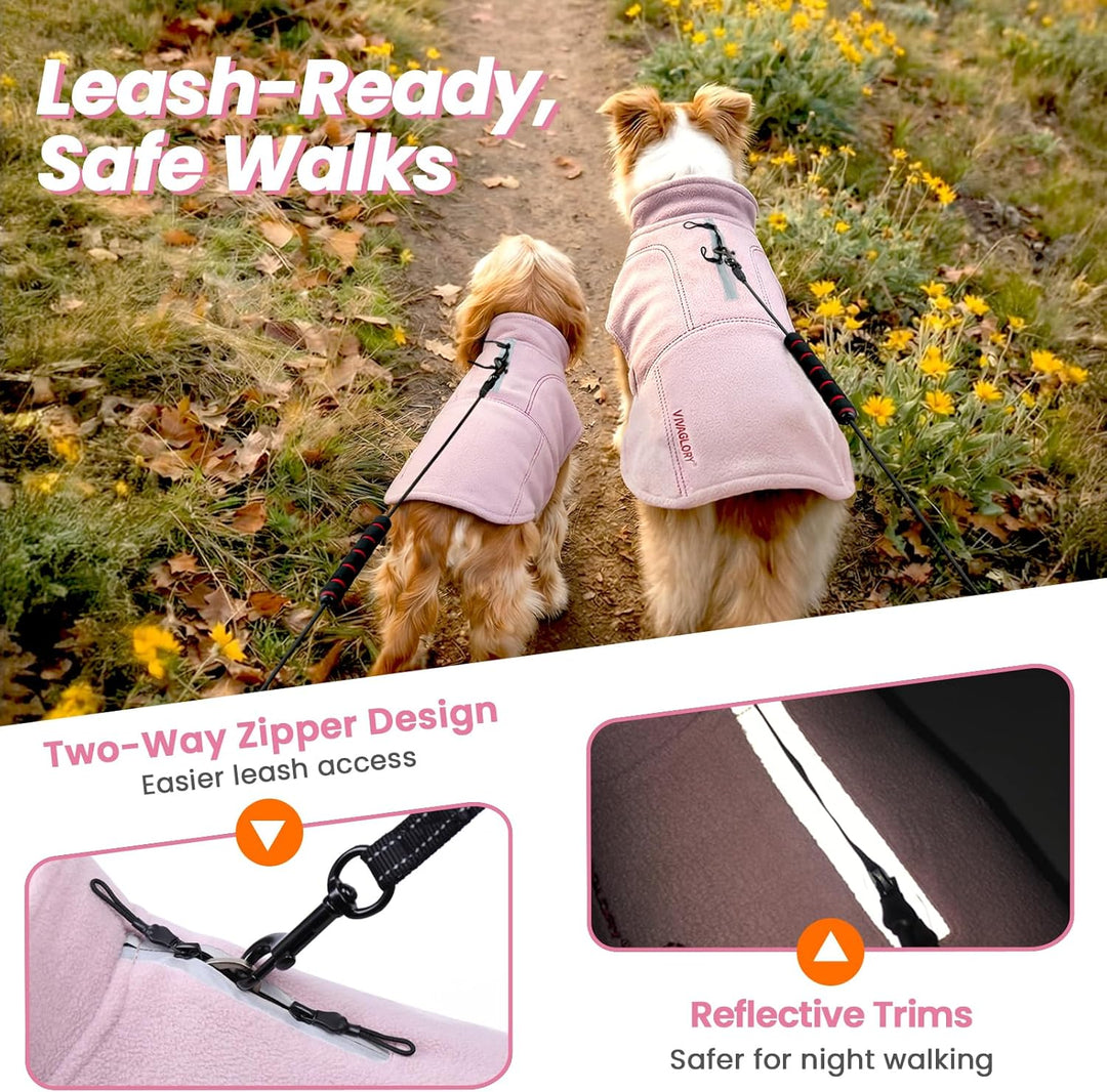VIVAGLORY Softpad Wintermantel Hund, Hundemantel Fleecemantel Hund, Fleecejacke mit Bauchschutz, Fle