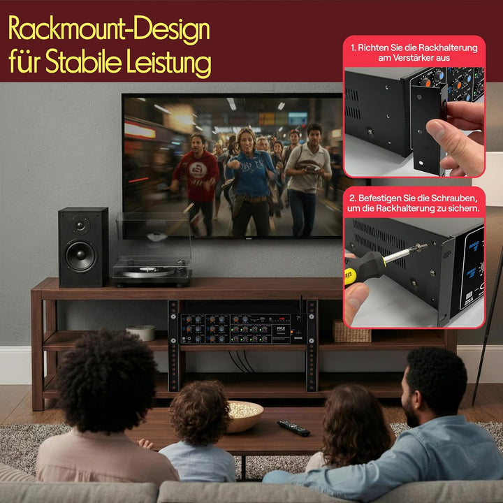 Pyle Mischverstärker, 8-Kanal Bluetooth HiFi Verstärker/Endstufe 4000W mit Mikrofon mit Talkover, RC