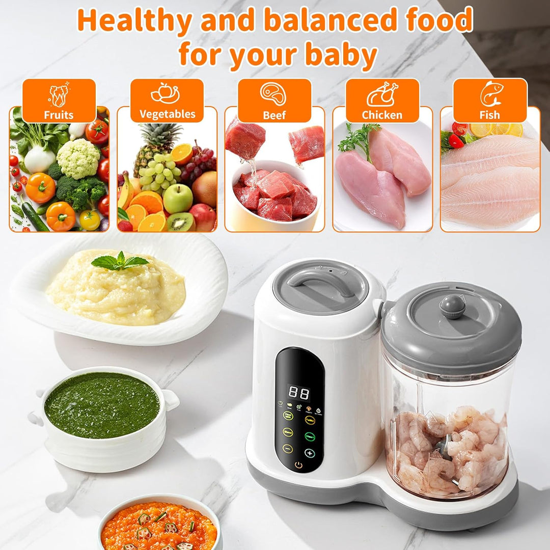 Babynahrungszubereiter - Multifunktionaler Babybrei Zubereiter, Baby Food Maker mit Dampfgarer und M