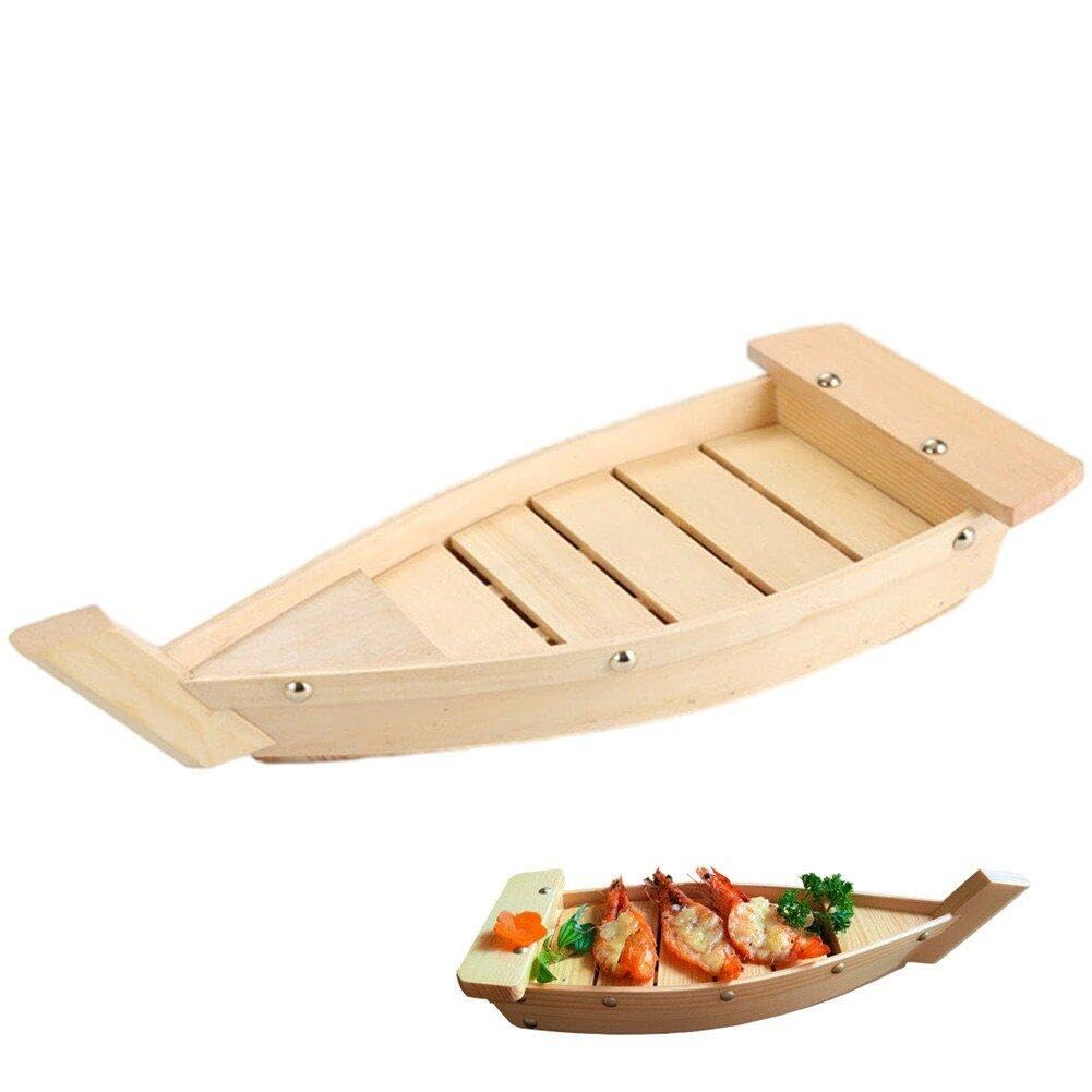 Haowul Holz Sushi -Boot, Das Grossgrösse Japanische Sashimi -Platte Japanische Küche Meeresfrüchte -