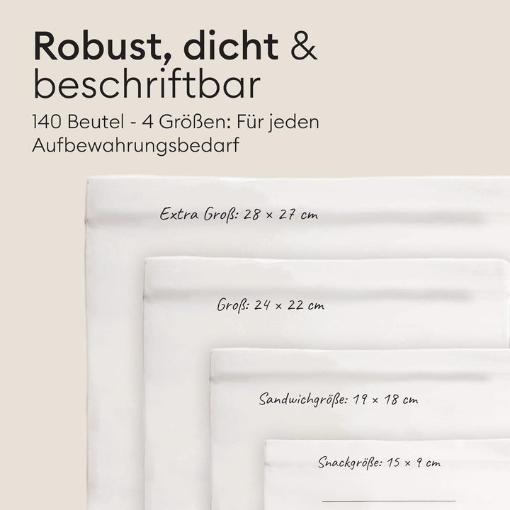 Vove kompostierbare Gefrierbeutel, 160 Stück, Mehrgrössen-Set (S/M/L/XL) – PFAS-frei, BPI-zertifizie