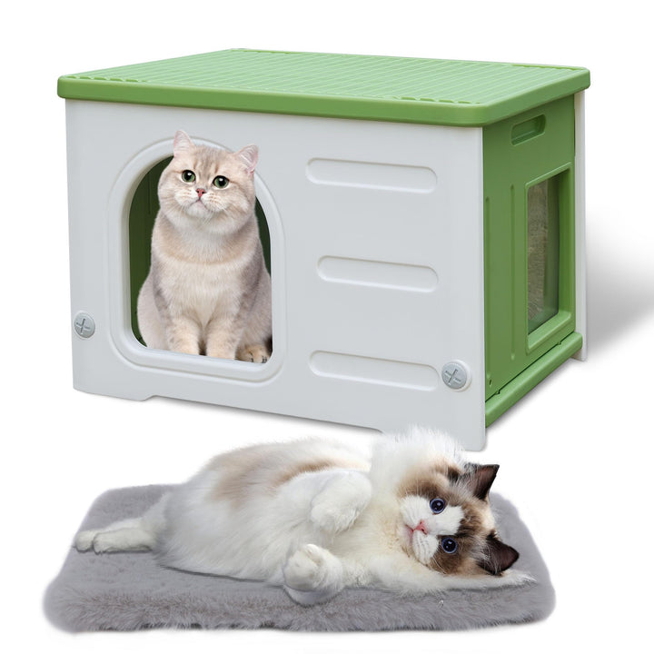 Kunststoff-Katzenhaus für Outdoor Indoor-Gebrauch, stapelbar verwilderte Katze Unterschlupf Indoor-K