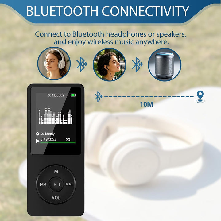 MP3 Player Bluetooth 5.3 mit 32 GB mit 1,8 Zoll Bildschirm HiFi 70 Std