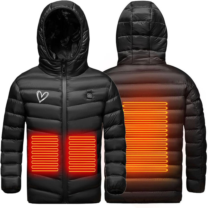 Elektrische Heizjacke Kinder Beheizbare Jacke USB Wärmejacke mit 3 Heizstufen, Beheizbare Kapuzenjac