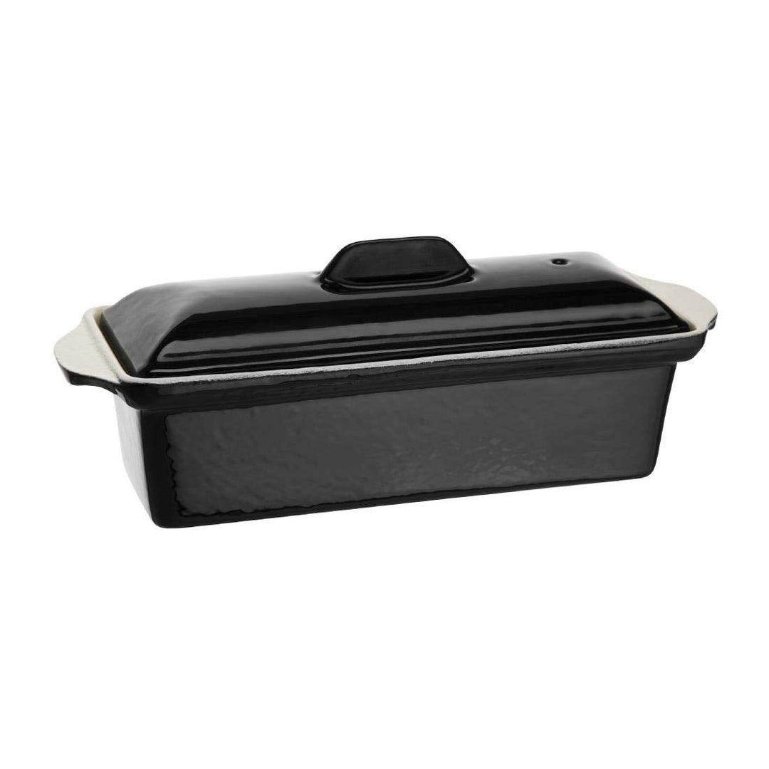 Vogue Gusseiserne Terrinenform 1,3 Liter, Schwarz, Grösse: 90(H) x 310(B) x 100(T)mm, Emailliertes G