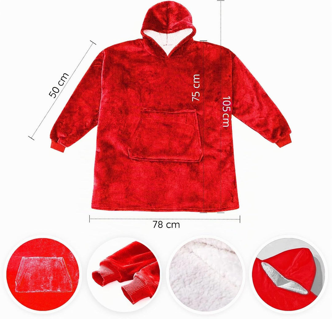 KolnAix Hoodie Decke, Oversize Pullover für Damen und Herren, Flauschiger Kuschelpullover mit Kapuze