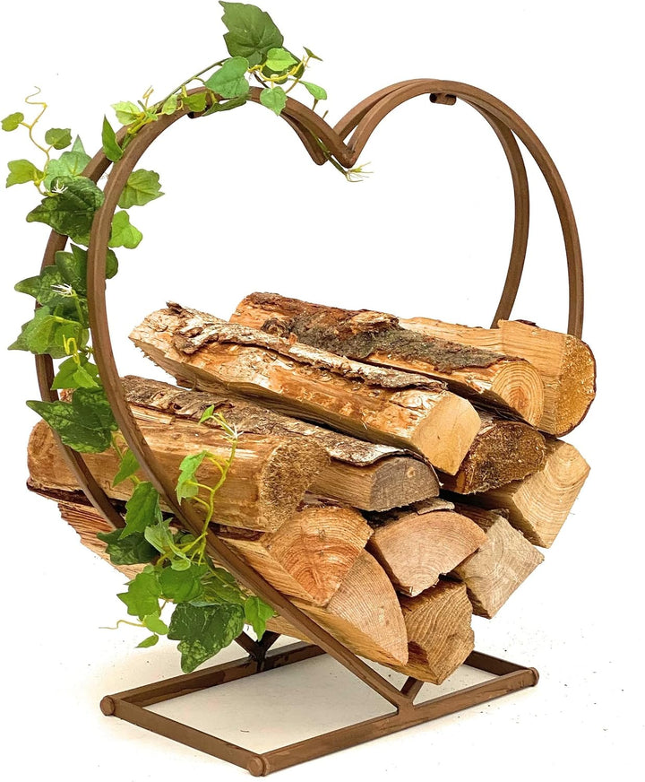 DanDiBo Kaminholzregal Innen Metall Herz Kaminholzständer 2013221 M 53 cm Holzkorb Kaminholzhalter H
