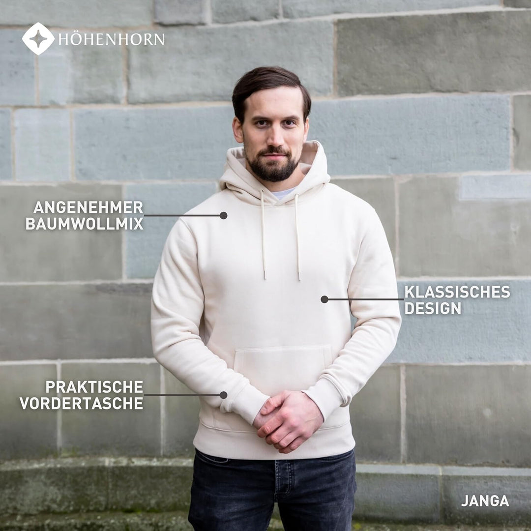 Höhenhorn Janga Hoodie Herren Kapuzen Pullover Hoody Sweatshirt aus Hochwertiger Baumwolle, Beige