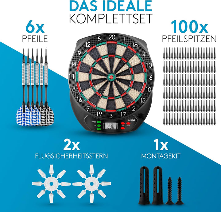 DartPro - DAS ORIGINAL - Elektronische Dartscheibe - Dartboard mit 6 Darts [kabellos nutzbar] - Inno