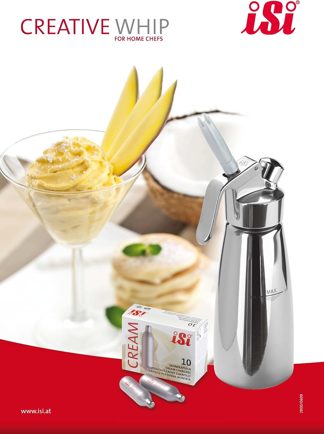 6 x Kopfdichtung rot für alle iSi Sahnespender Profi, Gormet Whip etc, alle Metallköpfe