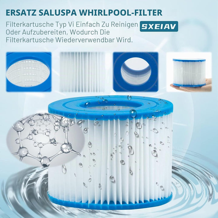 8 Stück Filter Cartridge VI, Typ VI Spa-Filter, 8 Stück