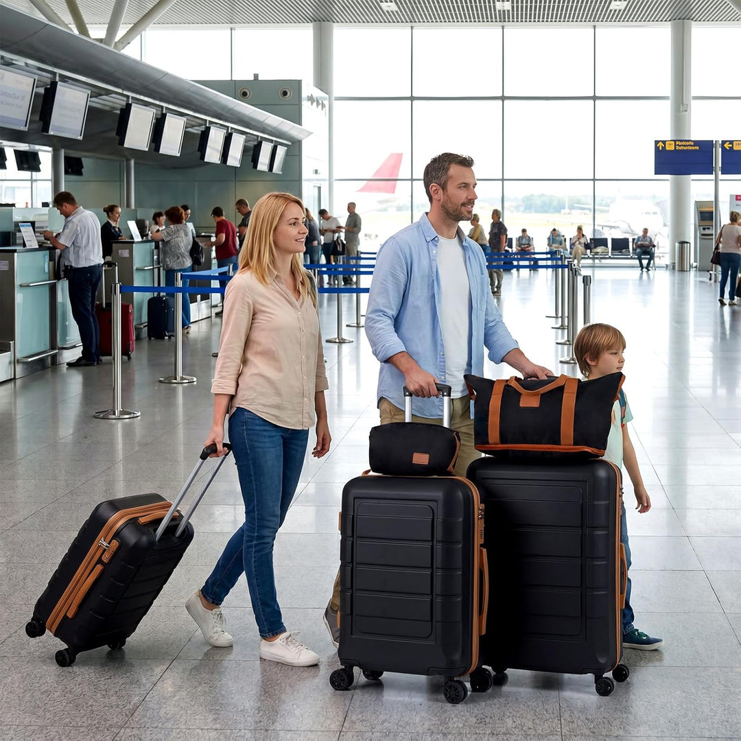 COSTWAY Kofferset 5 teilig Hartschale, Koffer Set mit1Reisetasche &amp; 1 Kulturbeutel, Reisekoffer mit