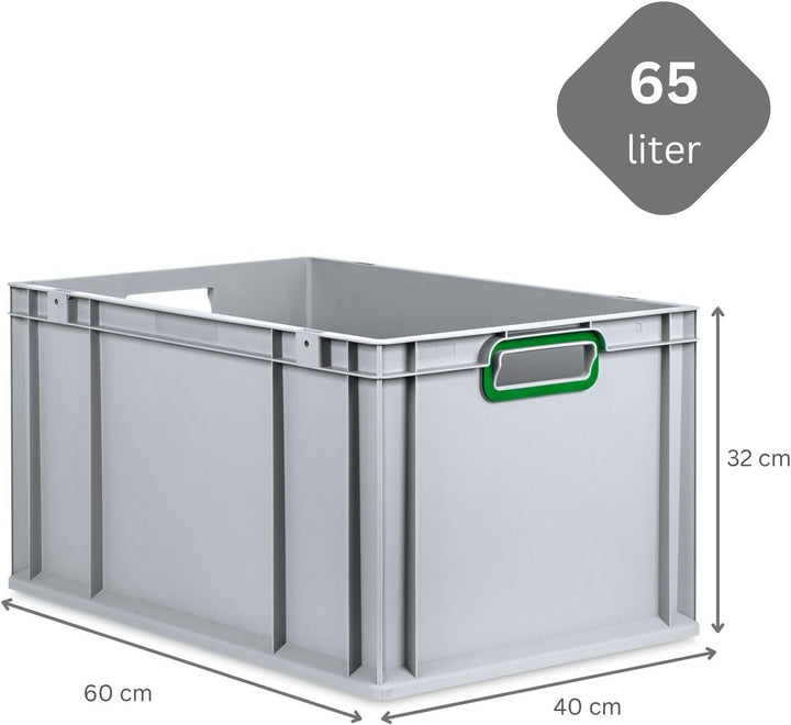 SuperSparSet 3x Eurobox NextGen Color mit Auflagedeckel & Schiebeschnappverschlüsse, HxBxT 32x40x60c