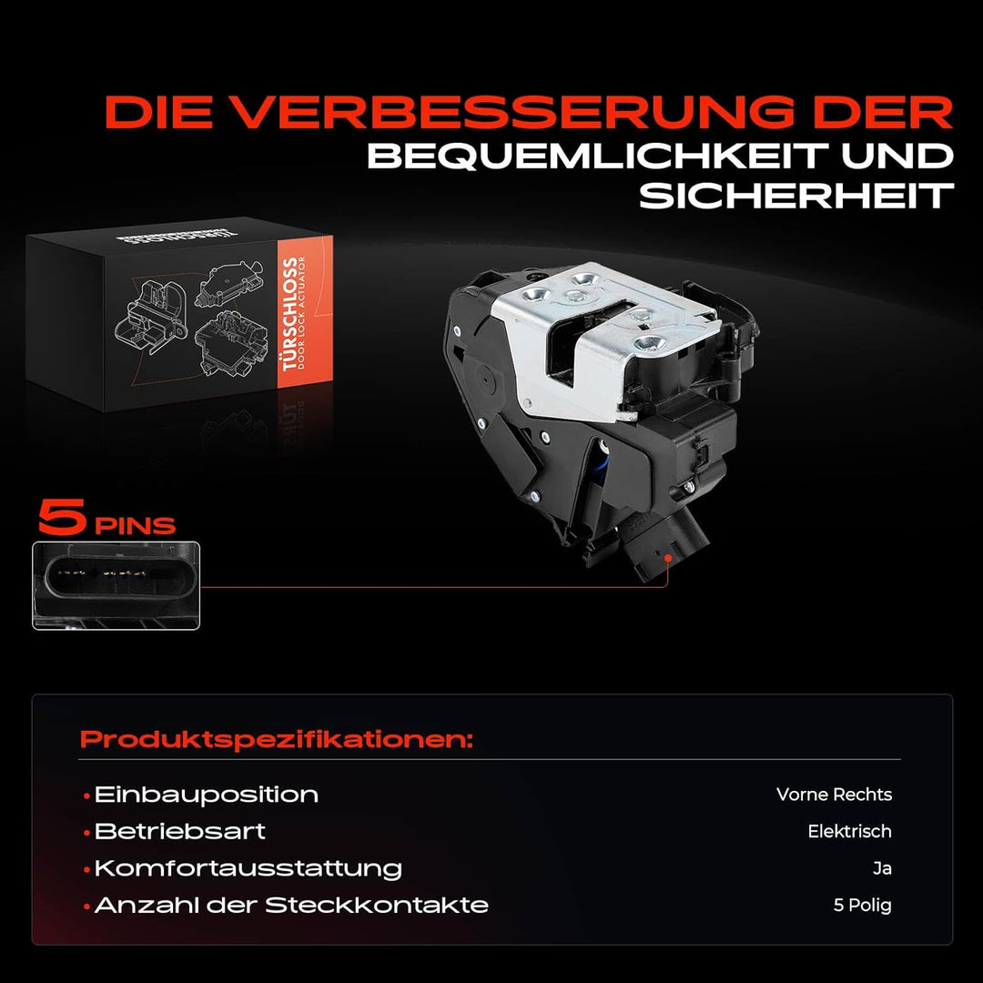 Frankberg Türschloss Zentralverriegelung 5-Polig Vorne Rechts Kompatibel mit S60 II 134 2010-2018 V6