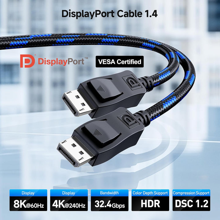 Cable Matters [VESA-zertifizierte] geflochtene 8K DisplayPort 1.4 Kabel 3m (DisplayPort Kabel 1.4, D