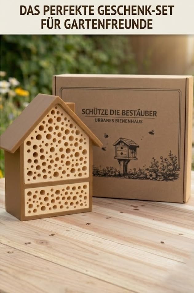 Bienenhotel für Wildbienen - Insektenhotel aus Kunststoff - Nisthilfe für Bienen &amp; Bestäuber - Wette