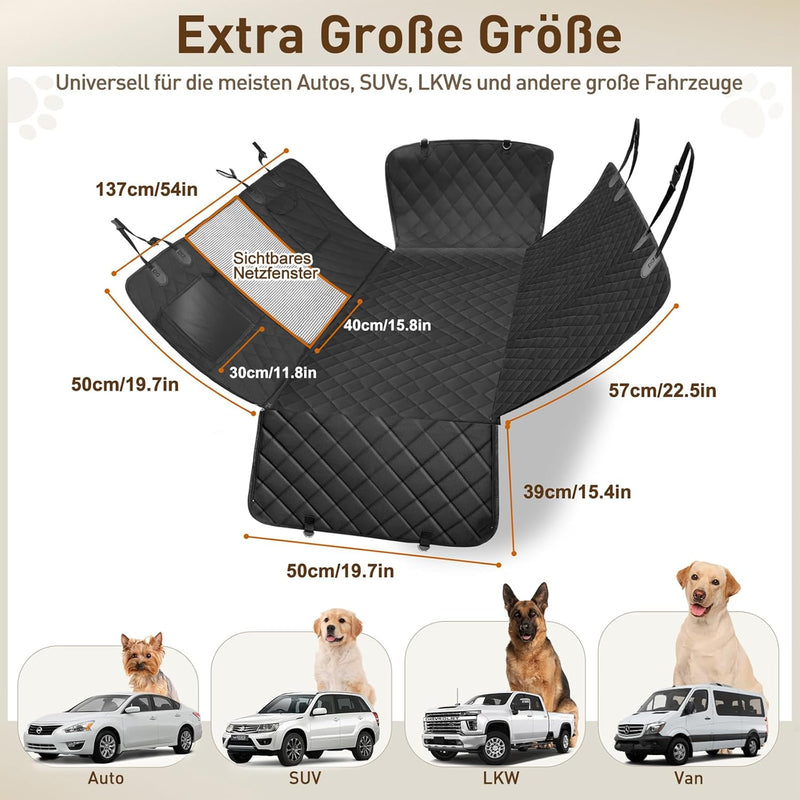 Gimars Grosse Verdickte Hundedecke Auto Rückbank 156 * 136 cm, wasserdichte Autoschondecke Hund Rück