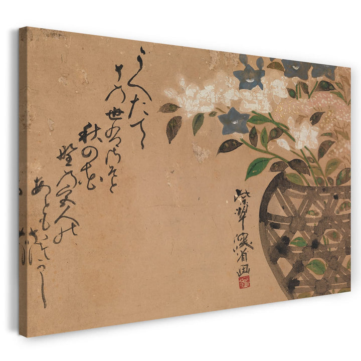 Printed Paintings Leinwand (100x70cm): Ogata Kenzan - Glockenblumen im Korb 100x70 cm, 100x70 cm