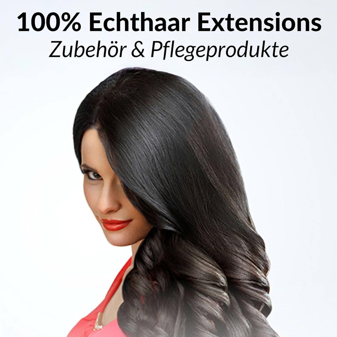 hair2heart Extensions Echthaar Bondings glatt - 25 Strähnen 1g 50cm 4/0 mittelbraun #1b Naturschwarz