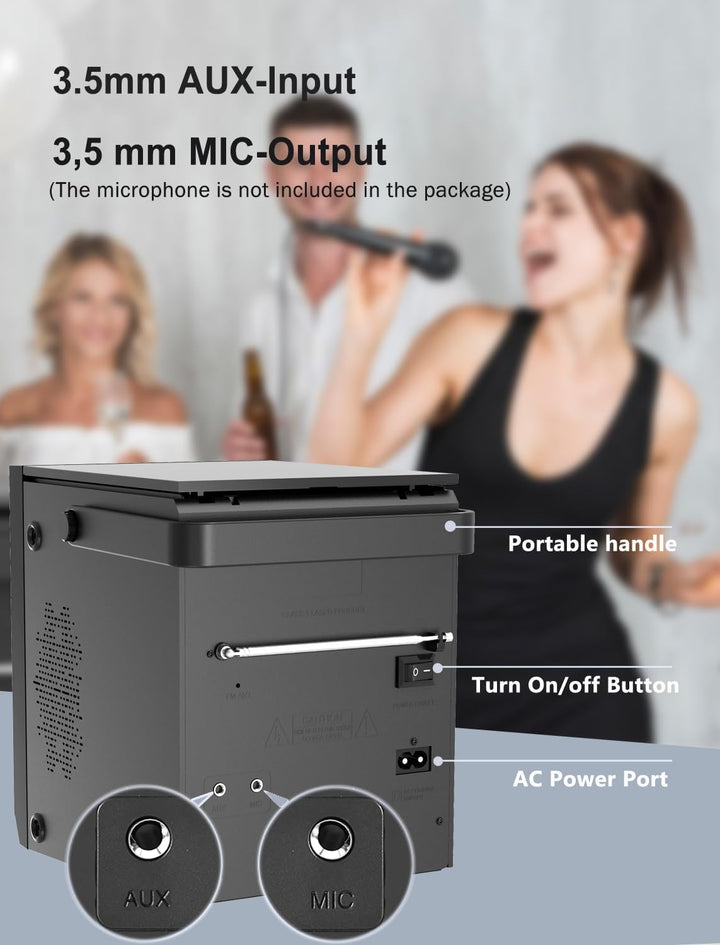 Tragbarer CD-Player Boombox 20W für Draussen, Eingebaute wiederaufladbare Batterie, FM Radio/Bluetoo
