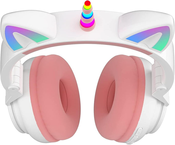 Einhorn Kopfhörer Bluetooth, Kabellos Over-Ear Mädchen Headset mit LED-Beleuchtung, Stereo Sound, Mi