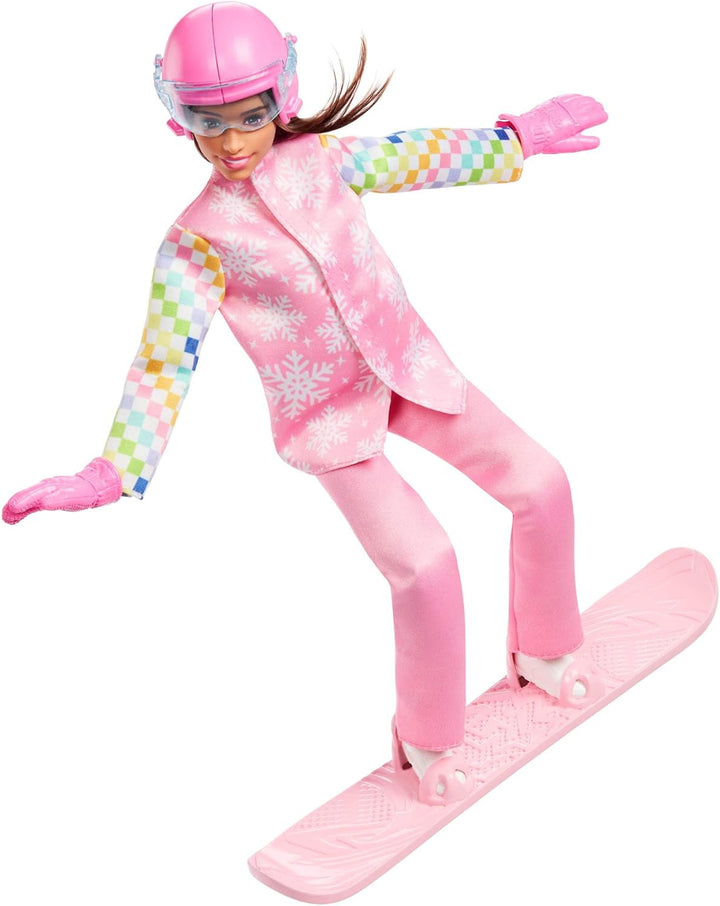 Barbie Karriere Snowboarderin-Puppe mit rosa Schneejacke, Hose und Stiefeln mit über 10 Zubehörteile