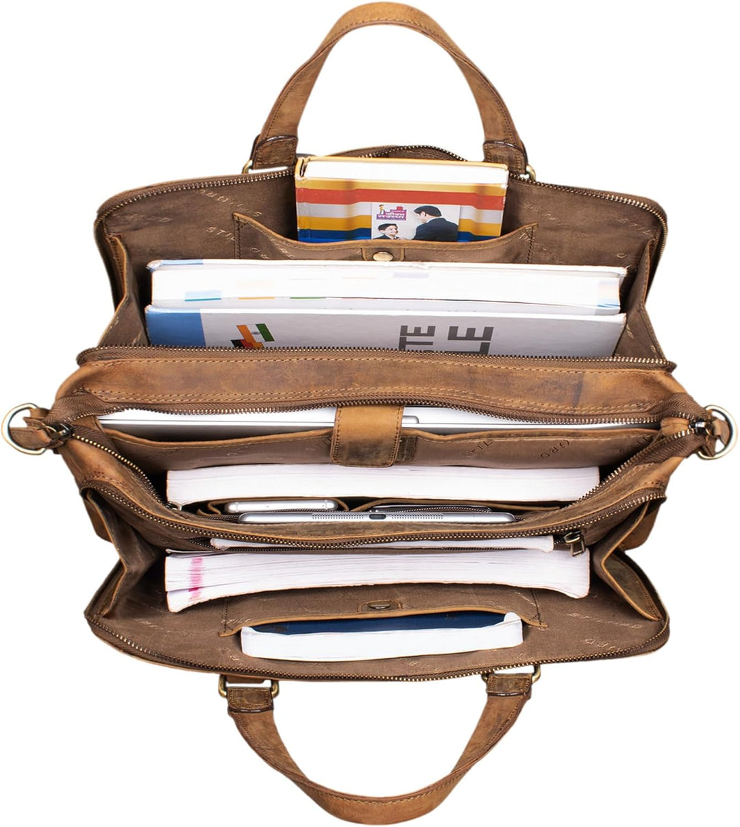 STILORD 'Claire' Businesstasche Damen Leder 15 Zoll Laptoptasche DIN A4 Aktentasche Umhängetasche un