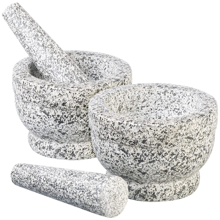 Rosenstein & Söhne Moerser: 2er-Set robuste Mörser mit Stösseln aus natürlichem Granit, Ø je 14 cm (