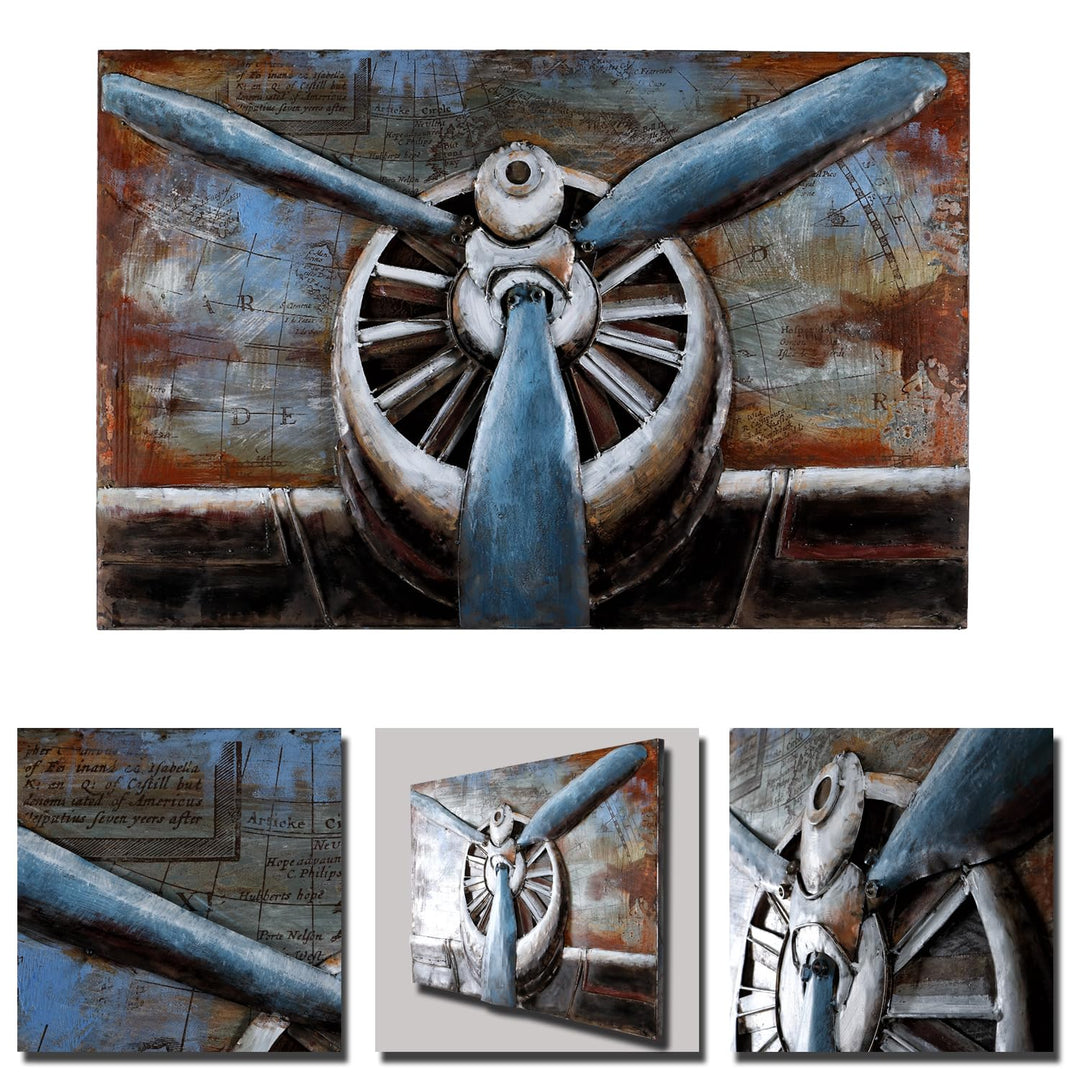 Metallbild Propeller handgefertigt 3D-Bild Relief Kunst Bild Metall 112x75cm