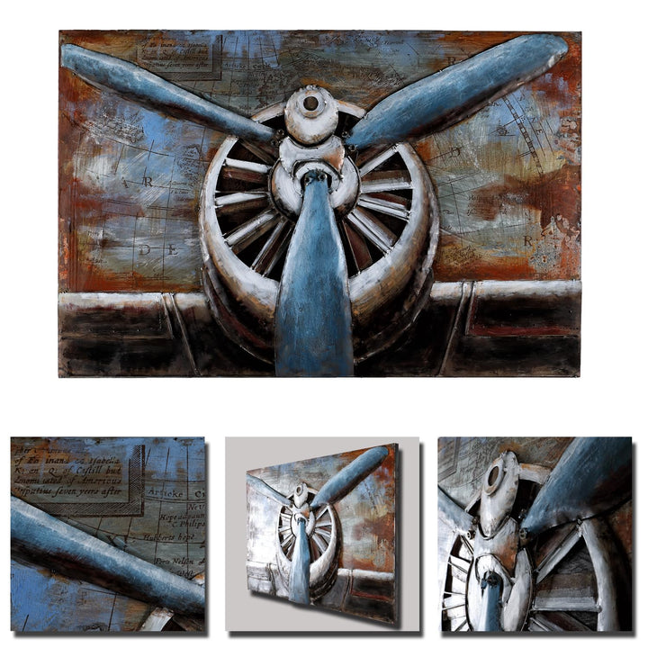Metallbild Propeller handgefertigt 3D-Bild Relief Kunst Bild Metall 112x75cm