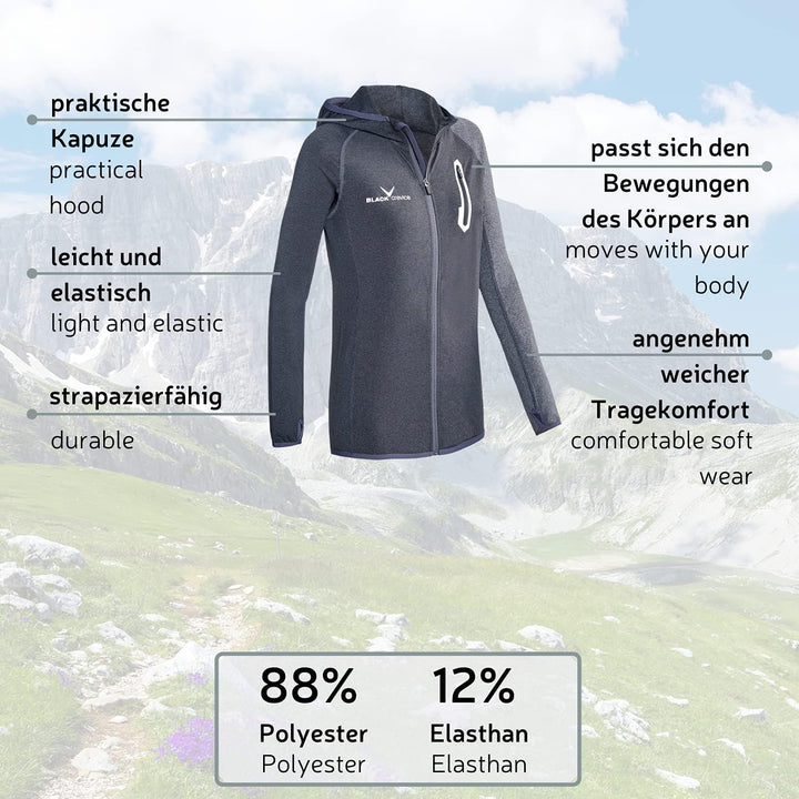 Black Crevice Damen Microfleece Jacke Second Layer Midlayer Kapuze BCR297980 36 Pink/Grey, 36 Pink/G