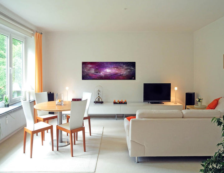 Paul Sinus Art Panoramabild auf Leinwand und Keilrahmen 120x40cm Weltraum Galaxie Sterne Planeten