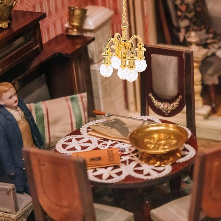 2 Stück Puppenhaus Deckenleuchte 1:12 Puppenhaus Kronleuchter Miniatur Lampe Mini Hängeleuchte Minia