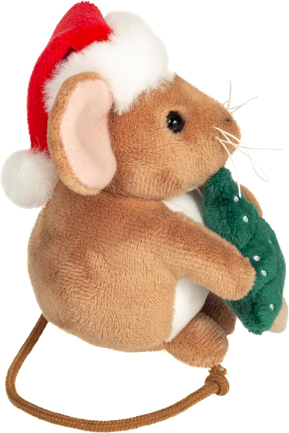 Teddy Hermann 94623 Weihnachtsmaus mit Tannenbaum 11 cm, Kuscheltier, Plüschtier