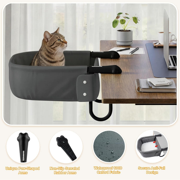 Katzenbett Schreibtisch für grosse Katzen, Katzen Hängematte | Für Schreibtische, Grau