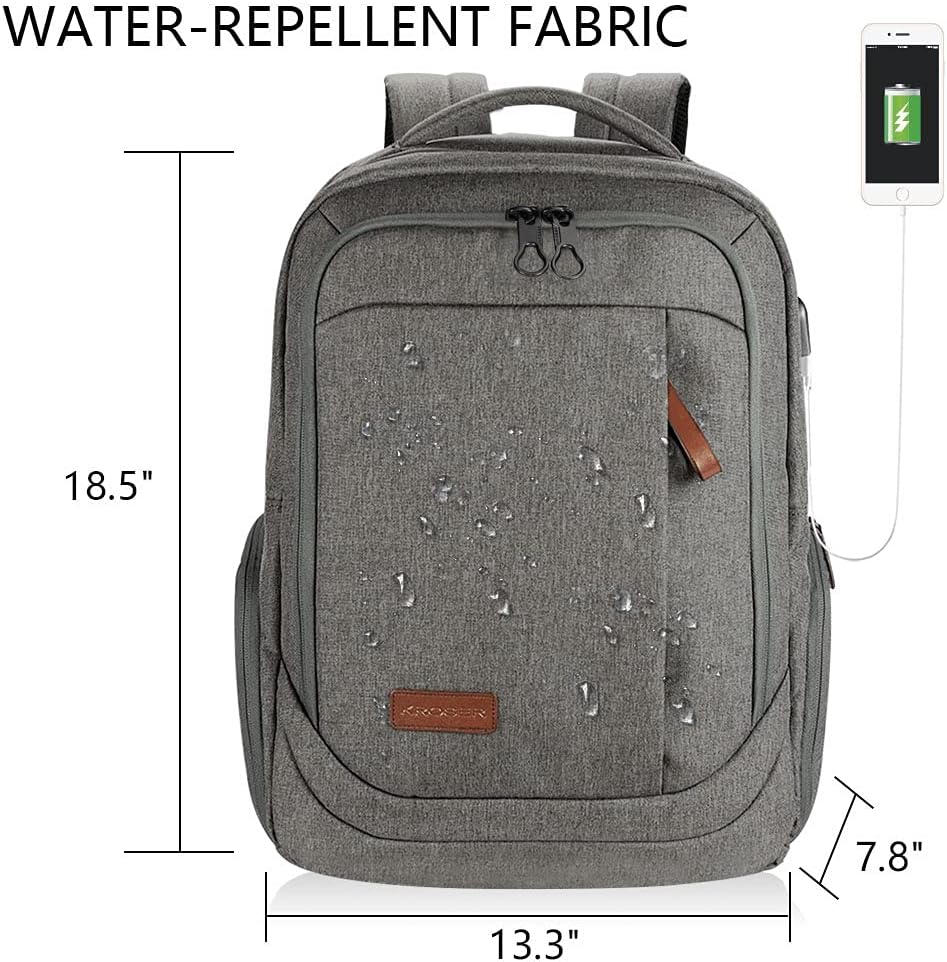 KROSER Laptop Rucksack Schulrucksack 17,3 Zoll Reiserucksack Handgepäck Tagesrucksack Wasserabweisen