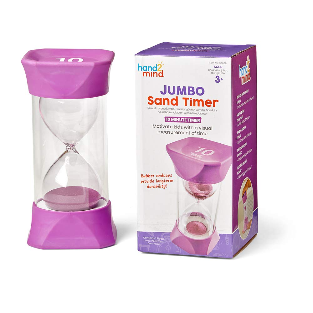 Learning Resources Jumbo-Sanduhr (10 Minuten), violett, weiche Gummi-Endkappen bieten leises Pausen,