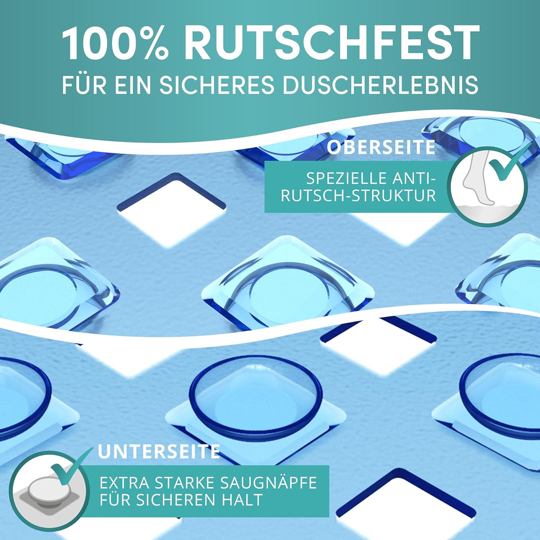 Engelbach® Duschmatte rutschfest 53x53cm - Inklusive Haken zum Aufhängen - 100% BPA-frei - Antirutsc