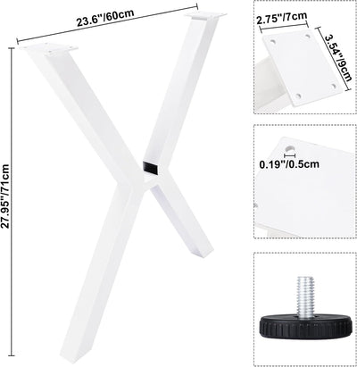 Homtone Tischbeine Metall Tischgestell Kreuzform, 2 Stück Industrial Kohlenstoffstahl Tischbeine für